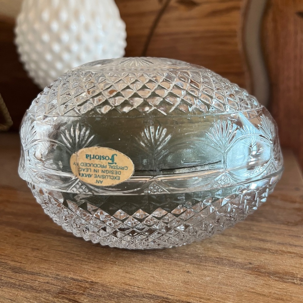 Avon by Fostoria "Mother's Day 1977" Lead Crystal Soap Or Trinket Dish + Soap